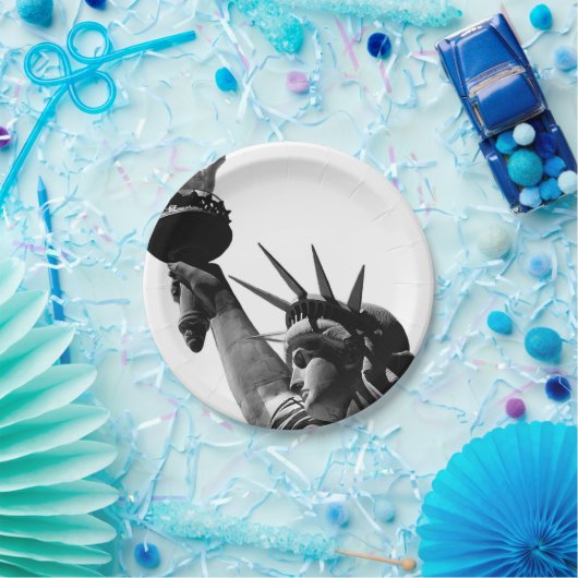 Vrijheidsbeeld zwart en wit papieren bordje (Feest)