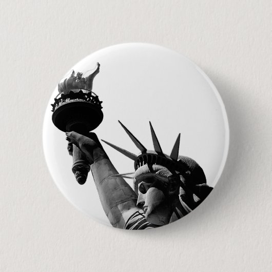 Vrijheidsbeeld zwart en wit ronde button 5,7 cm (Voorkant)
