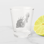 Vrijheidsbeeld zwart en wit shot glas (Achterkant)