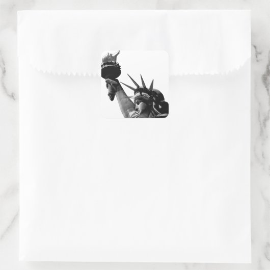 Vrijheidsbeeld zwart en wit vierkante sticker (Tas)