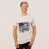 Vrijheidsdag: Majestueus hert met Amerikaanse gees Tri-Blend Shirt (Voorkant volledig)