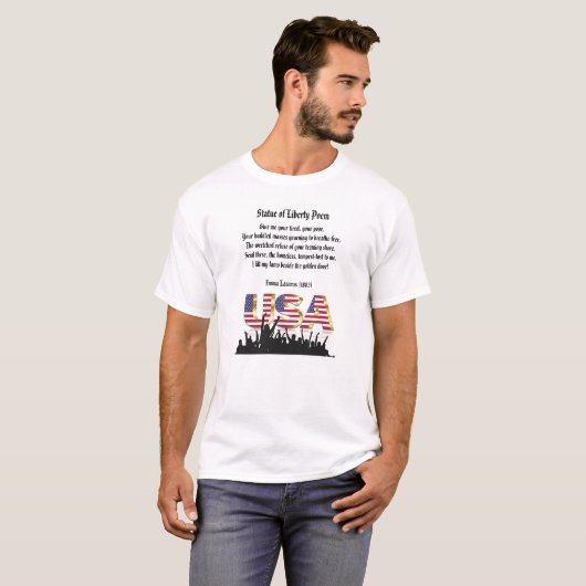 Vrijheidsgedicht, een natie van immigranten t-shirt (Voorkant volledig)
