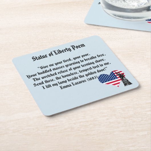 Vrijheidsgedicht Kartonnen Onderzetters (Schuin)