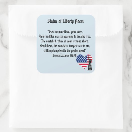 Vrijheidsgedicht Vierkante Sticker (Tas)