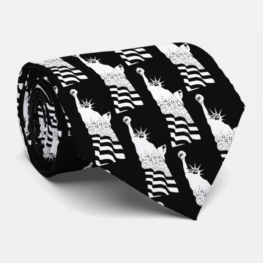Vrijheidspatroon zwart en wit elegant stropdas (Opgerold)