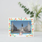 Vrijheidsplein en ruiterstandbeeld in Porto Briefkaart (Staand voorkant)