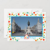 Vrijheidsplein en ruiterstandbeeld in Porto Briefkaart (Voorkant / Achterkant)