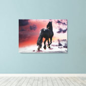 Vrijheidsprijs zwarte paard canvas afdruk (Insitu (Houten vloer))