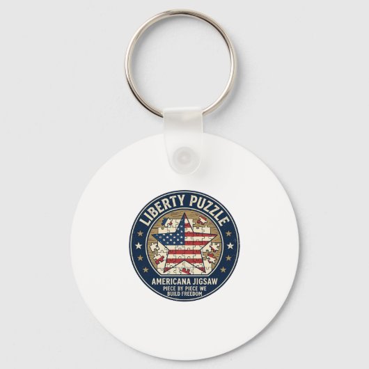 Vrijheidspuzzel Patriottische Patriottische Puzzel Sleutelhanger (Voorkant)