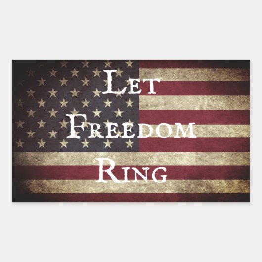 Vrijheidsring Amerikaanse vlag Rechthoekige Sticker (Voorkant)
