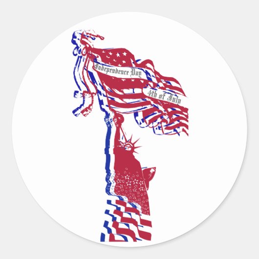 Vrijheidsstatus Amerikaanse vlag en Jouw tekst Ronde Sticker (Voorkant)