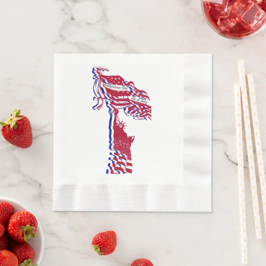 Vrijheidsstatus Amerikaanse vlag en Jouw tekst Servet (Insitu)