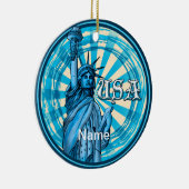 Vrijheidsstatus Blue USA Keramisch Ornament (Rechts)