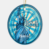 Vrijheidsstatus Blue USA Keramisch Ornament (Links)