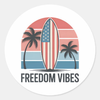 Vrijheidsvibes 4 juli Patriottische Zomer Ronde Sticker
