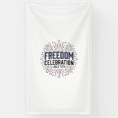 Vrijheidsviering 4 juli Patriottisch shirt ontwerp Spandoek (Verticaal)