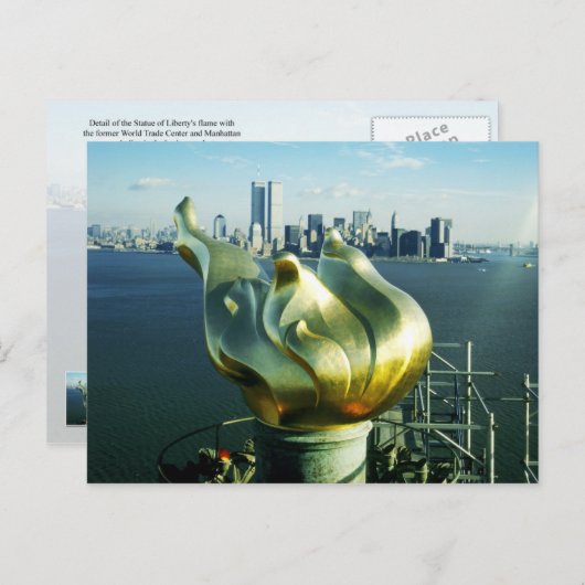 Vrijheidsvlam en Manhattan Skyline Briefkaart (Voorkant / Achterkant)
