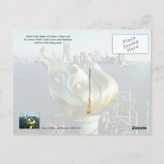 Vrijheidsvlam en Manhattan Skyline Briefkaart (Achterkant)