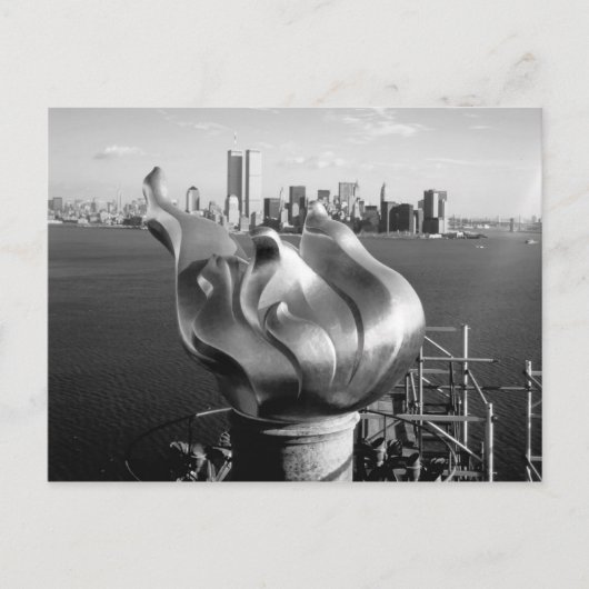 Vrijheidsvlam en Manhattan Skyline Briefkaart (Voorkant)