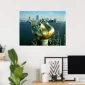 Vrijheidsvlam en Manhattan Skyline Poster (Thuiskantoor)