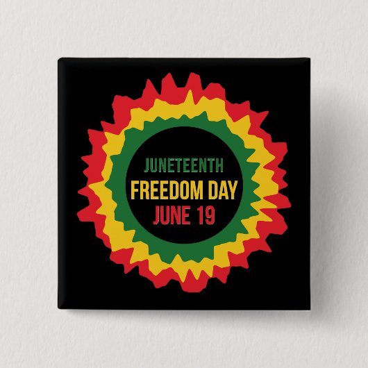 Vrijheidsvrijheid van 19 juni vierkante button 5,1 cm (Voorkant)