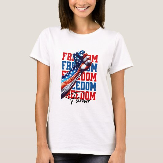 Vrijheidsvuist VS Vlag Power Display T-shirt (Voorkant)