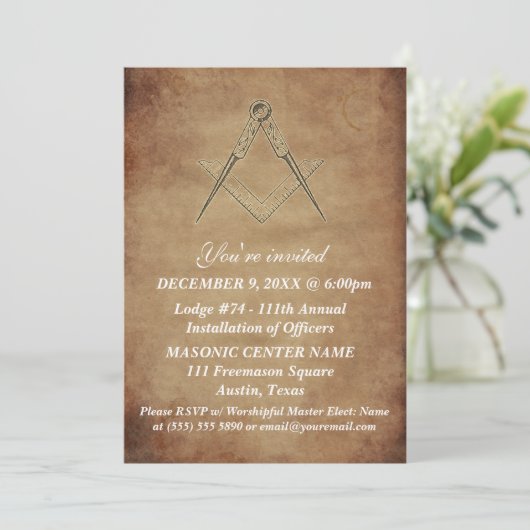 Vrijmetselaar Brown Masonic Kaart (Staand voorkant)