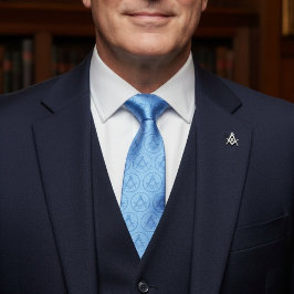 Vrijmetselaar Icon Patroon Unieke geschenken Blue  Stropdas