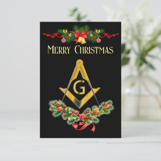 Vrijmetselaar kerstkaart aankondiging (Staand voorkant)