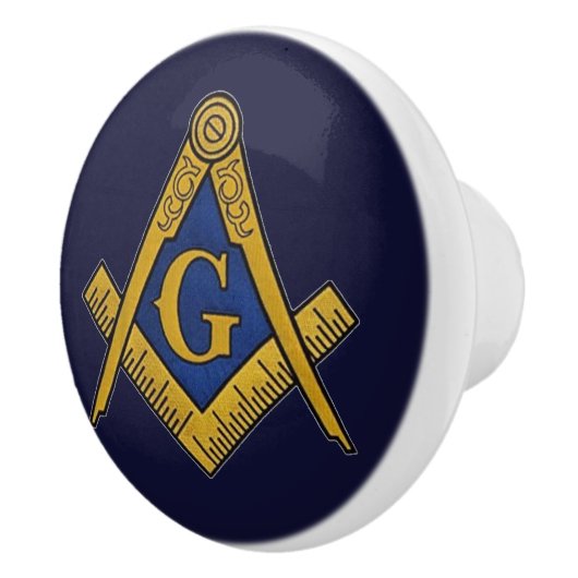 Vrijmetselaar Maçonnieke marineblauw en goud Keramische Knop (Rechts)