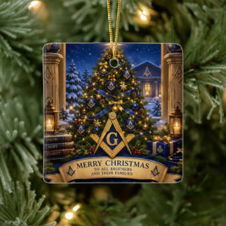Vrijmetselaar Maçonnieke Waterverf Kerstboom Keramisch Ornament