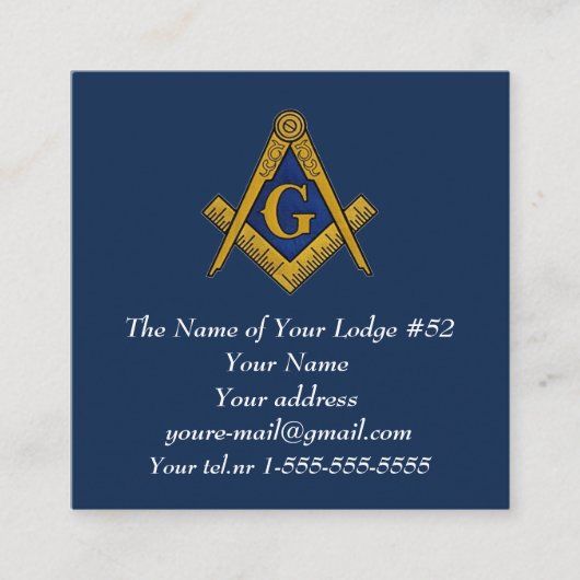 Vrijmetselaar Metselwerk Marine Blauw Vierkante Visitekaartje (Voorkant)