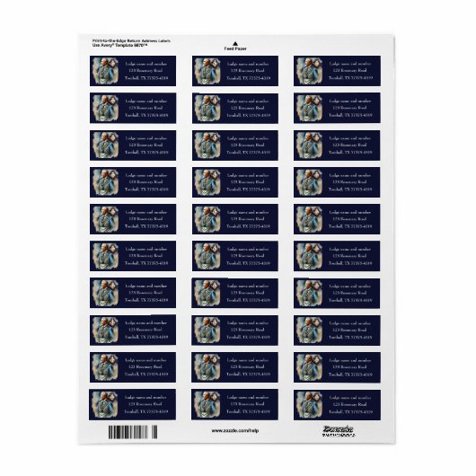 Vrijmetselaar Plein en Kompas Marine Blauw Etiket (Full Sheet)