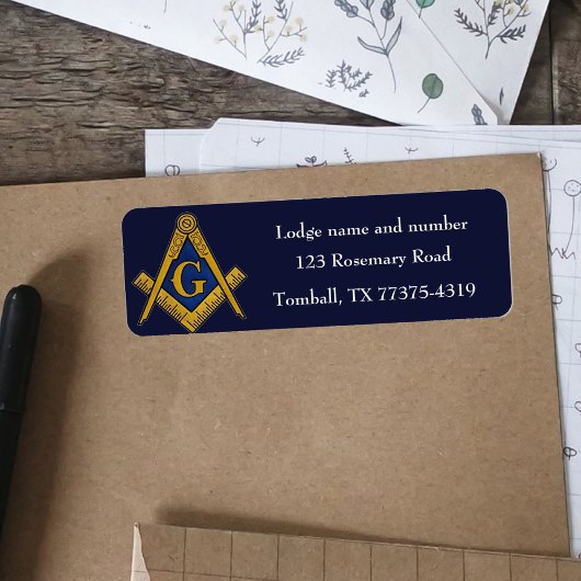 Vrijmetselaar Plein en Kompas Marine Blauw Etiket