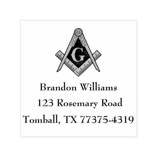 Vrijmetselaar Plein en Kompas Zelfinktende Stempel (Design)