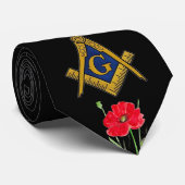 Vrijmetselaar Poppy Waterverf Masonic Stropdas (Opgerold)
