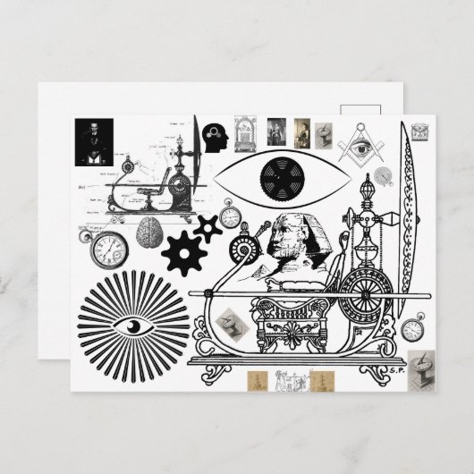 Vrijmetselaar Steampunk Time Travel Briefkaart (Voorkant / Achterkant)