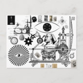 Vrijmetselaar Steampunk Time Travel Briefkaart (Voorkant)