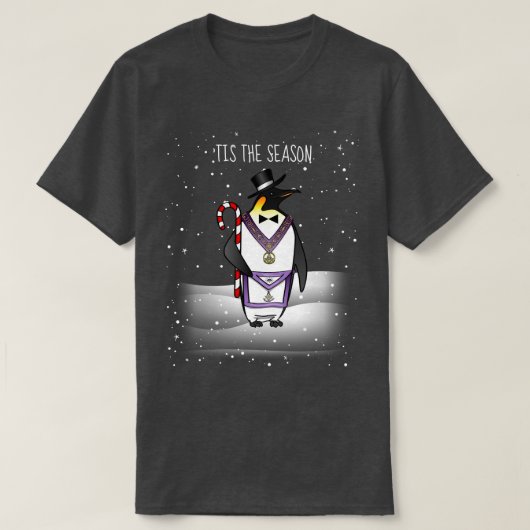 Vrijmetselaar Vakantie Pinguïn Kerstmis Vrijmetsel T-shirt (Design voorkant)