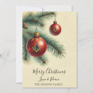 Vrijmetselaar Vintage Kerstboom Merry Masonic Feestdagenkaart