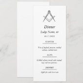 Vrijmetselaar vrijmetselaar dinervoeding menu (Voorkant / Achterkant)