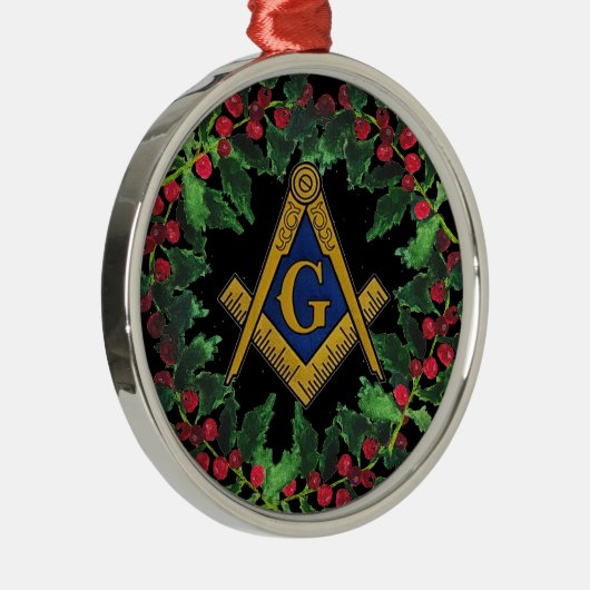 Vrijmetselaar Vrijmetselaar Kerst Krans Rustiek Metalen Ornament (Rechts)