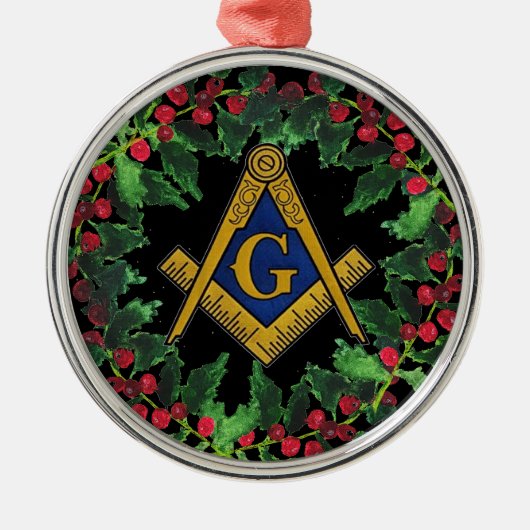 Vrijmetselaar Vrijmetselaar Kerst Krans Rustiek Metalen Ornament (Voorkant)