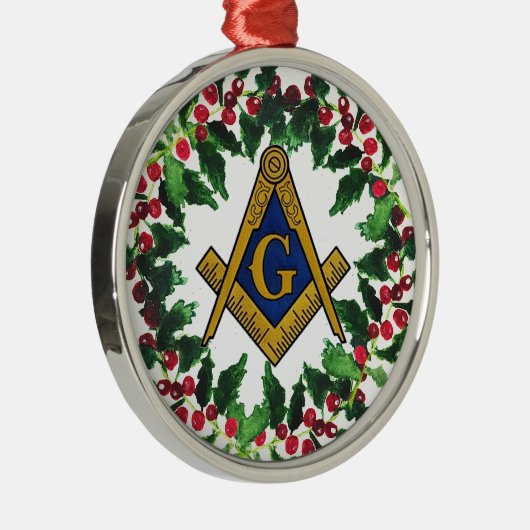 Vrijmetselaar Vrijmetselaar Kerst Krans Rustiek Metalen Ornament (Rechts)
