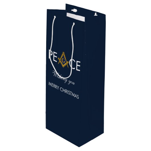 Vrijmetselaar vrijmetselaar kerst wijn cadeautas (Voorkant Gekanteld)