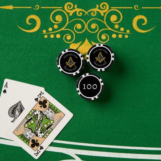 Vrijmetselaar Vrijmetselaar Masonic Zwart Plein en Poker Chips (Pokertafel (Stack))