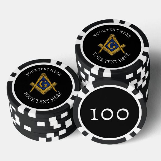 Vrijmetselaar Vrijmetselaar Masonic Zwart Plein en Poker Chips (Opstapeling)