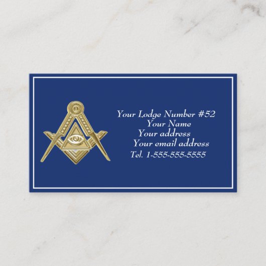 Vrijmetselaar Vrijmetselaar Symbool Masonic Blauw Visitekaartje (Voorkant)