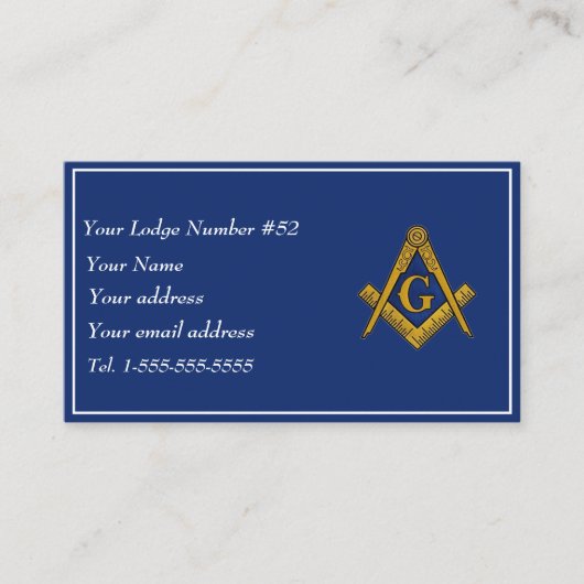 Vrijmetselaar Vrijmetselaar Symbool Masonic Blauw Visitekaartje (Voorkant)