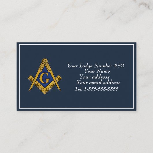 Vrijmetselaar Vrijmetselaar Symbool Masonic Blauw Visitekaartje (Voorkant)